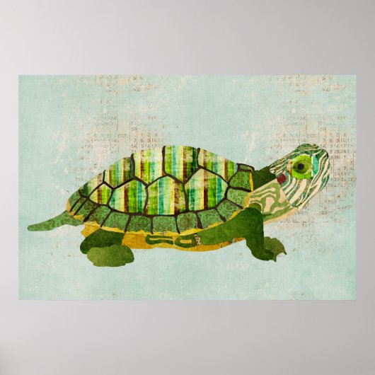 Jade Turtle Azure Art Poster (Voorkant)