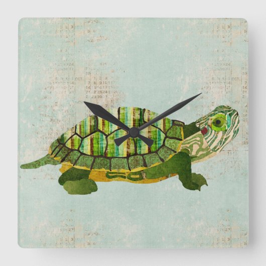 Jade Turtle Clock Vierkante Klok (Voorkant)