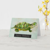 Jade Turtle Verjaardag Kaart (Gele Bloem)
