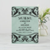 Jade Vintage Swirls Save the Date Uitnodiging (Staand voorkant)