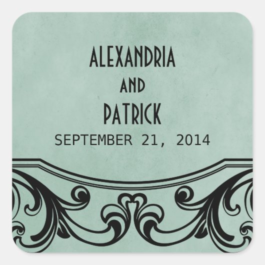 Jade Vintage Swirls Wedding Stickers (Voorkant)