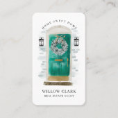 Jade Waterverf Voordeur Krans Onroerend goed Visitekaartje (Voorkant)