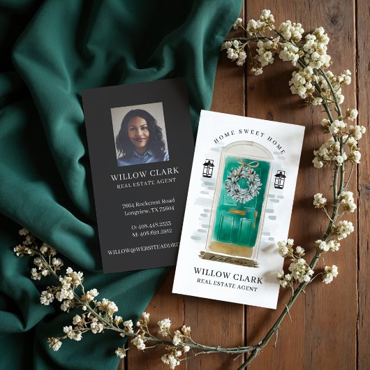 Jade Waterverf Voordeur Krans Onroerend goed Visitekaartje