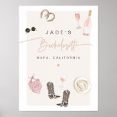 JADE Wine Cowgirl Country Bachelorette Itinerary Poster (Voorkant)