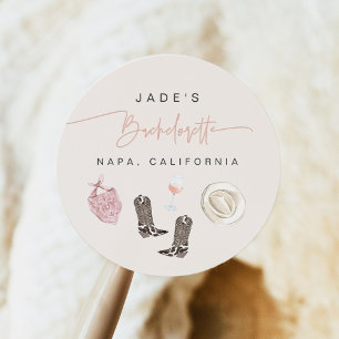 JADE Wine Cowgirl Country Bachelorette Itinerary Ronde Sticker