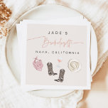 JADE Wine Cowgirl Country Bachelorette Itinerary Servet<br><div class="desc">Het JADE wijn bachelorette collectie heeft een leuke boho lay-out met country chique thema waterverf graphics.</div>