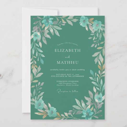 Jade Wreath Bruiloft Kaart (Voorkant)