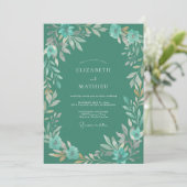 Jade Wreath Bruiloft Kaart (Staand voorkant)