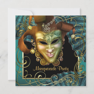 Jade Zwarte Gouden Maskerade Feest Uitnodigingen