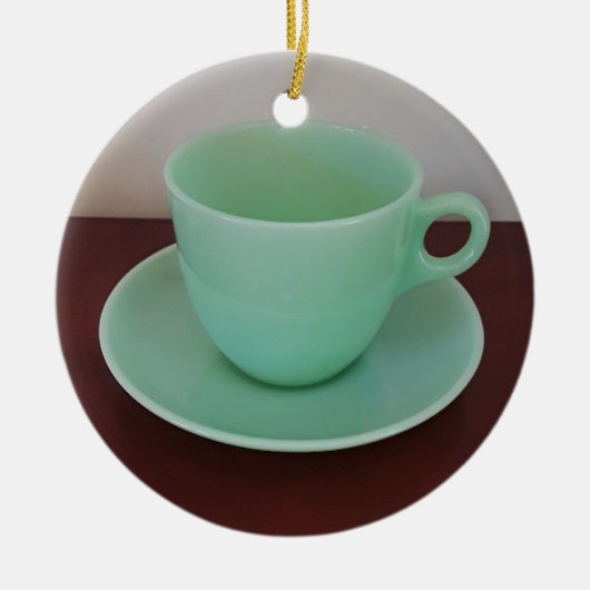 Jadeite Fire-King Cup Saucer Keramisch Ornament (Voorkant)