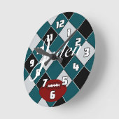 Jaden Football Green Black Silver Checklock Ronde Klok (Hoek)