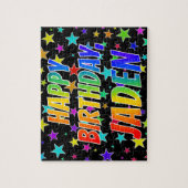 "JADEN" Voornaam, geun "HAPPY BIRTHDAY" Legpuzzel (Verticaal)