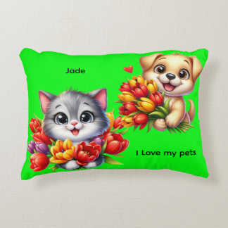 Jade's "I Love My Pets" Decorative Pillow Accent Kussen