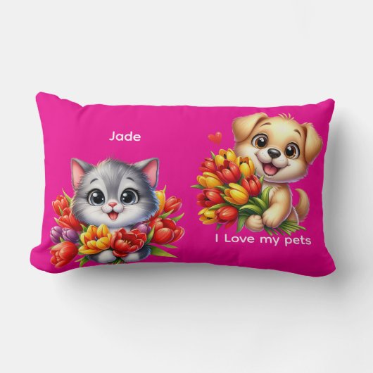 Jade's "I Love My Pets" Decorative Pillow Kussen (Voorkant)