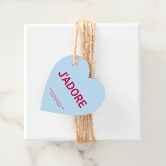J'adore blauw hart leuk schattig Valentijnsdag cus Bedankjes Labels (In situ)