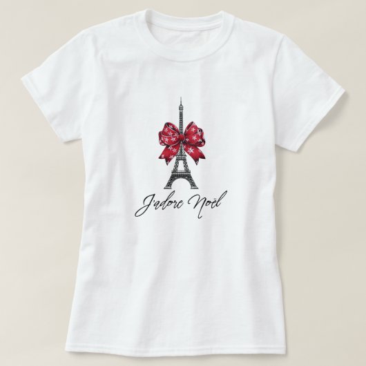 J'adore Noël Eiffeltoren Frans Ik hou van Kerstmis T-shirt (Design voorkant)