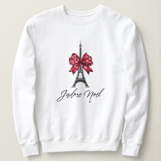 J'adore Noël Eiffeltoren Red Plaid Kerstboog Trui (Design voorkant)