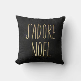 J'adore Noel Goud En Zwart Minimalistisch Kerstmis Kussen