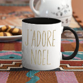 J'adore Noel Goud En Zwart Minimalistisch Kerstmis Mok