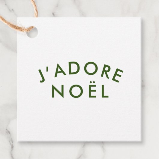 J'adore Noel | Kerstminimalistisch groen wit Bedankjes Labels (Voorkant)