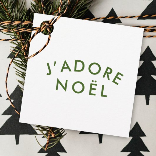 J'adore Noel | Kerstminimalistisch groen wit Bedankjes Labels
