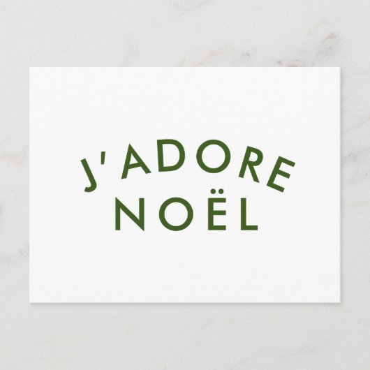 J'adore Noel | Kerstminimalistisch groen wit Briefkaart (Voorkant)
