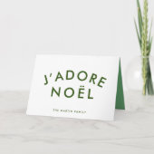J'adore Noel | Kerstminimalistisch groen wit Feestdagen Kaart (Voorkant)