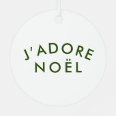 J'adore Noel | Kerstminimalistisch groen wit Metalen Ornament (Achterkant)