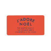 J'adore Noel | Modern kerstadres Etiket (Voorkant)