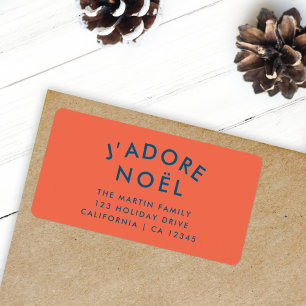 J'adore Noel   Modern kerstadres Etiket