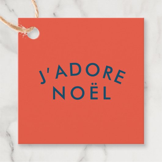 J'adore Noel | Modern Love Kerstroet en marine Bedankjes Labels (Voorkant)