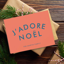 J'adore Noel | Modern Love Kerstroet en marine Feestdagen Kaart
