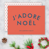 J'adore Noel | Modern Love Kerstroet en marine Feestdagenkaart