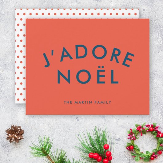 J'adore Noel | Modern Love Kerstroet en marine Feestdagenkaart