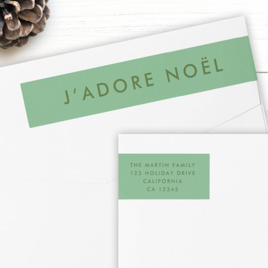 J'adore Noel | Modern Xmas Green Return-adres