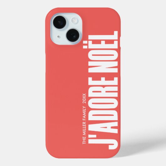 J'adore Noel Typografie Kerstmis Aangepaste Naam Case-Mate iPhone Case (Achterkant)