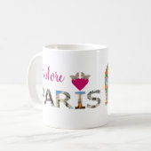 J'adore Paris, Cats in Love, Hearts Butterflies Koffiemok (Voorkant links)