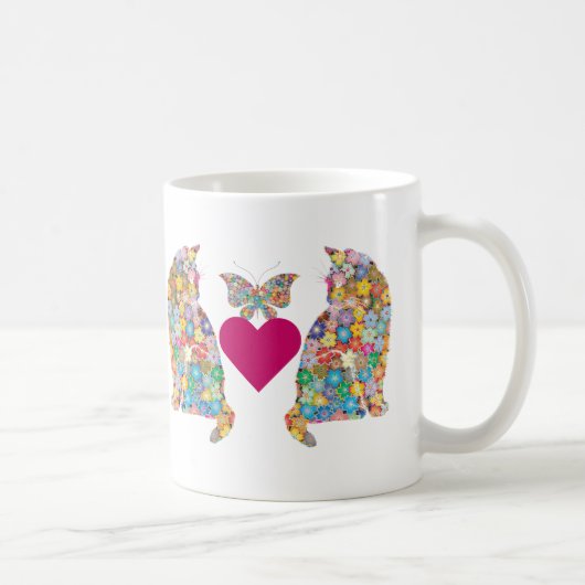 J'adore Paris, Cats in Love, Hearts Butterflies Koffiemok (Rechts)