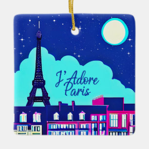 J'adore Paris - Fantasie Parijs onder een volle ma Keramisch Ornament