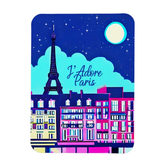 J'adore Paris - Fantasie Parijs onder een volle ma Magneet (Verticaal)