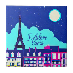 J'adore Paris - Fantasie Parijs onder een volle ma Tegeltje