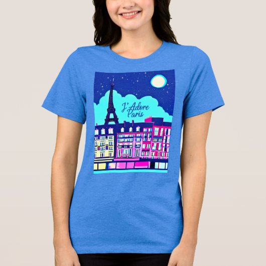 J'adore Paris - Fantasie Parijs onder een volle ma Tri-Blend Shirt (Voorkant)