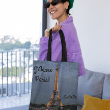 J'Adore Paris gepersonaliseerde Canvas tas