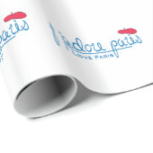 j'adore Paris (ik hou van Parijs) met rode bessen Cadeaupapier (Rol Hoek)