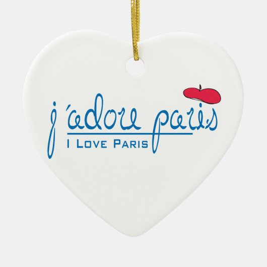 j'adore Paris (ik hou van Parijs) met rode bessen Keramisch Ornament (Voorkant)