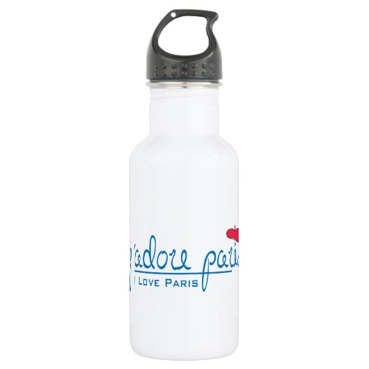 j'adore Paris (ik hou van Parijs) met rode bessen Waterfles (Voorkant)
