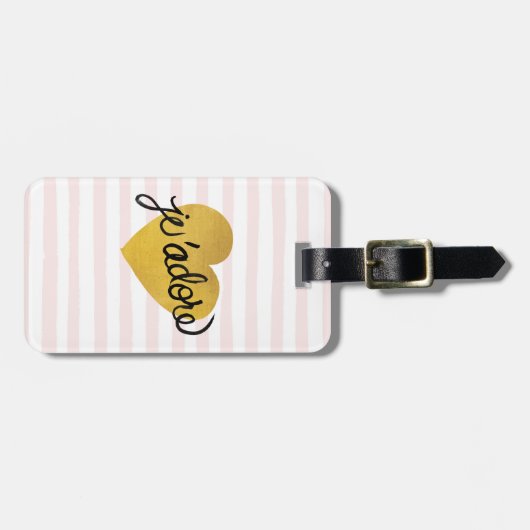 J'adore Quote | Zwart-gouden hart Bagagelabel (Voorkant horizontaal)