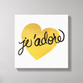 J'adore Quote | Zwart-gouden hart Canvas Afdruk (Voorkant)