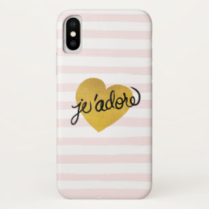 J'adore Quote Zwart-gouden hart iPhone X Hoesje