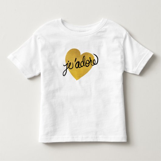 J'adore Quote | Zwart-gouden hart Kinder Shirts (Voorkant)